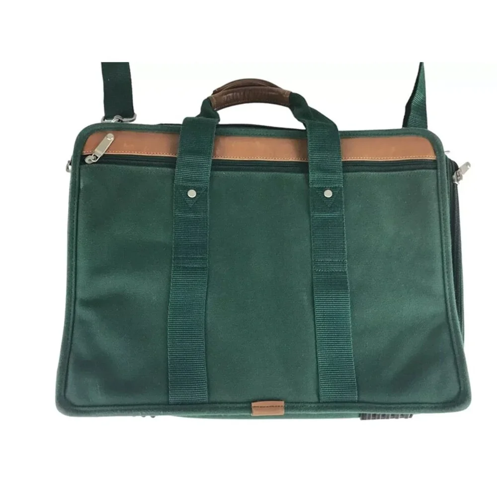 PORT Mens Green Brown Protection System Laptop Sleeve Messenger Bag‎